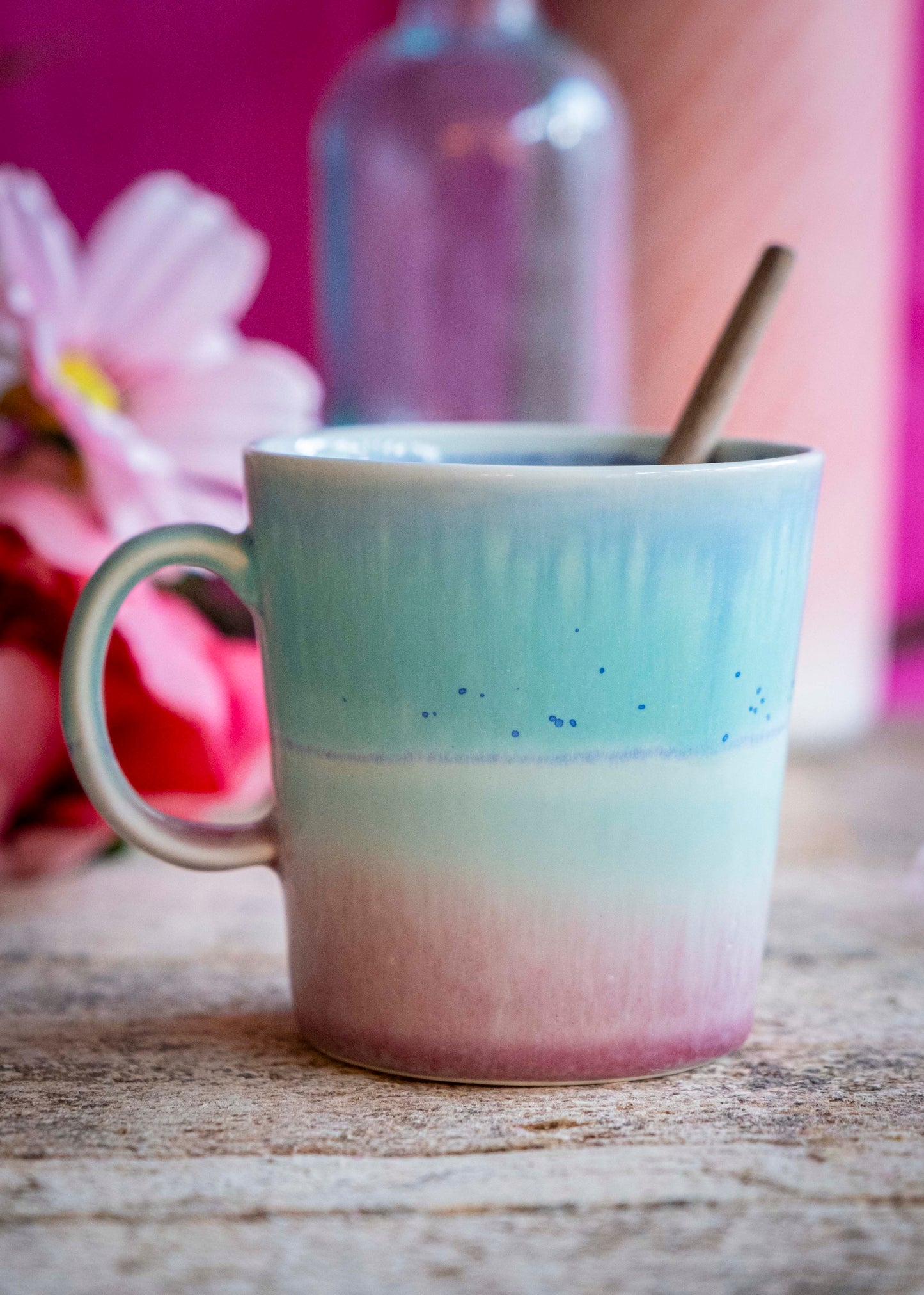 Mug bicolore - Rose, vert d'eau