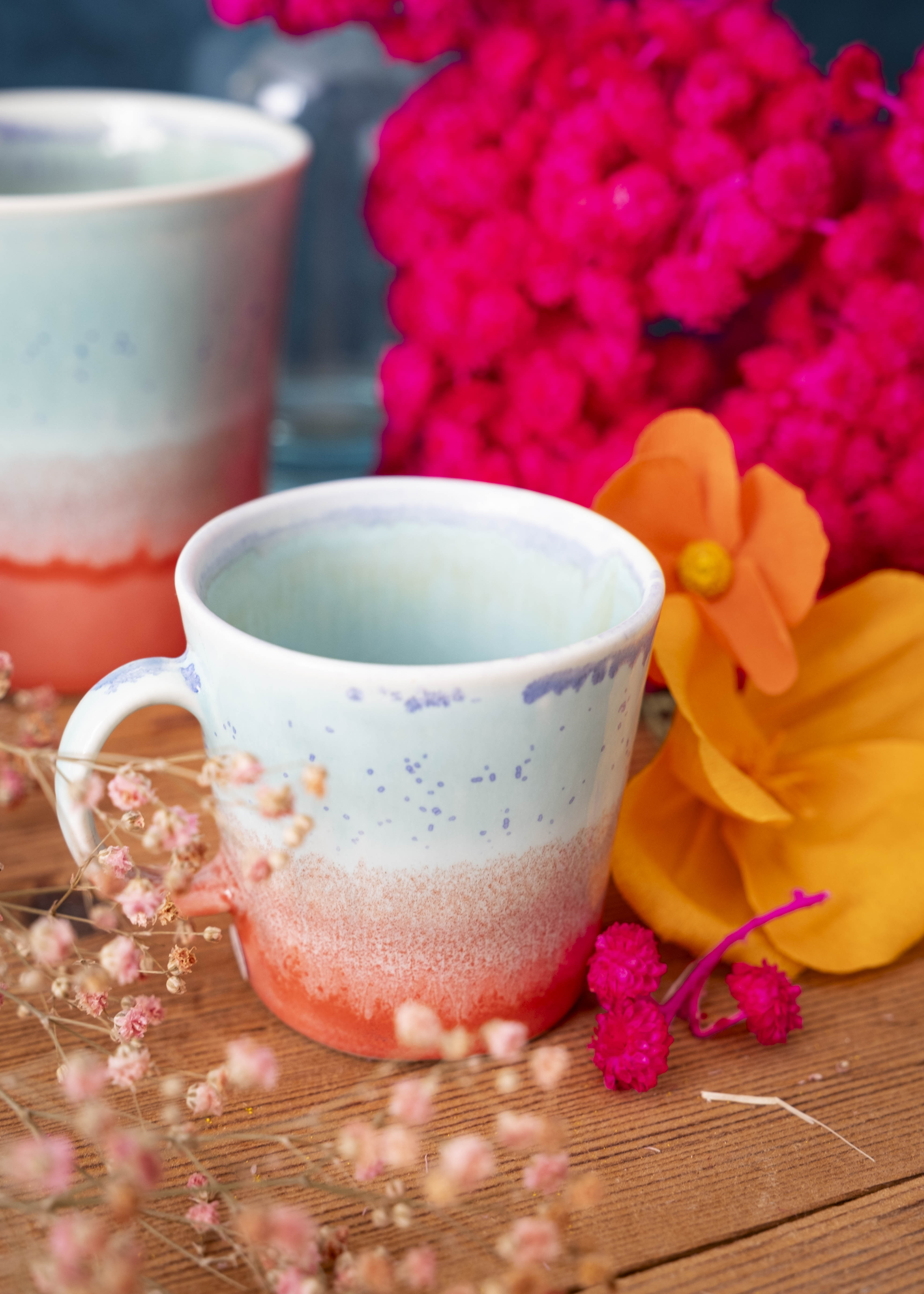 Tasse expresso bicolore - Vert d’eau, orange