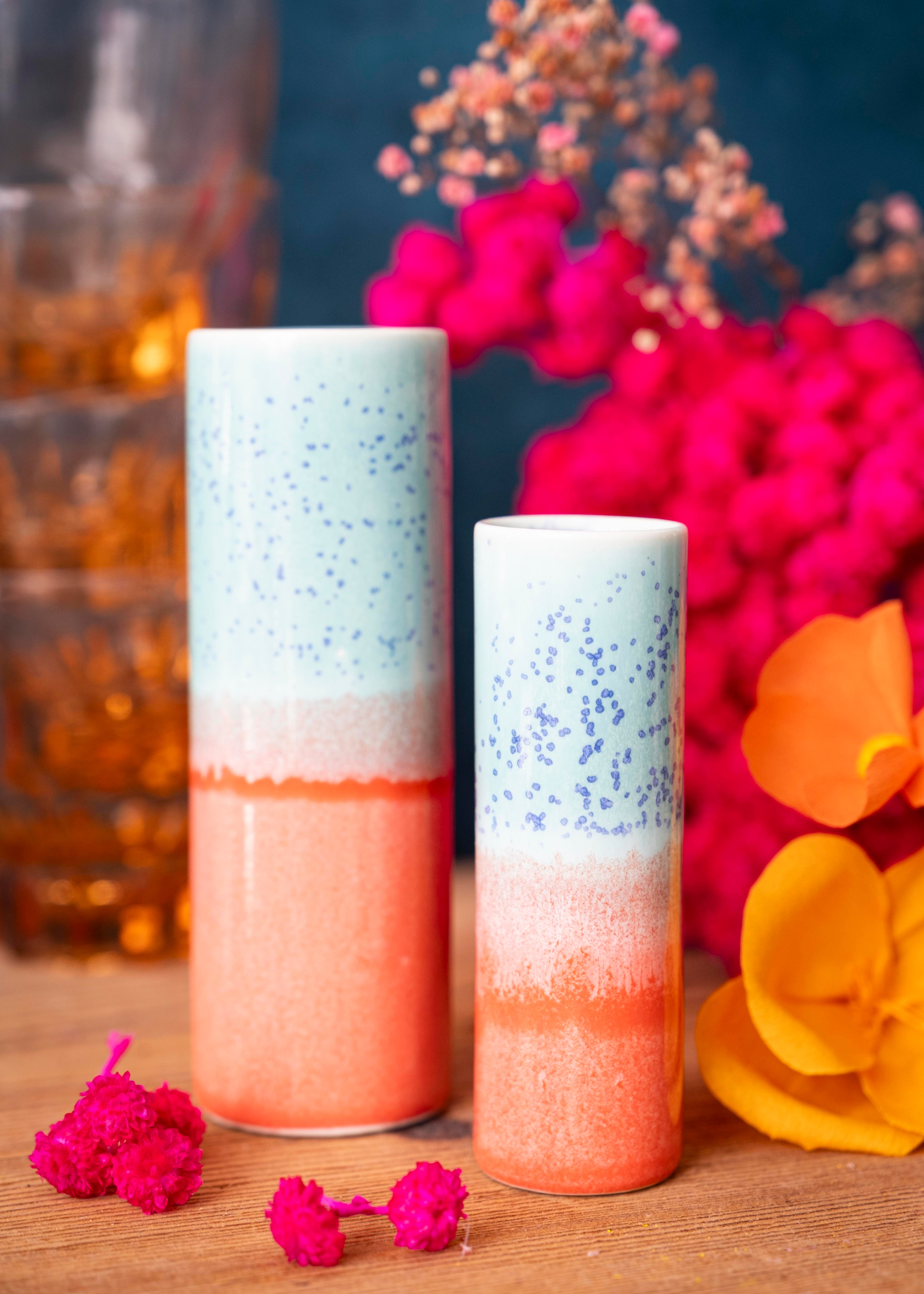 Vase bicolore - Vert d'eau, orange