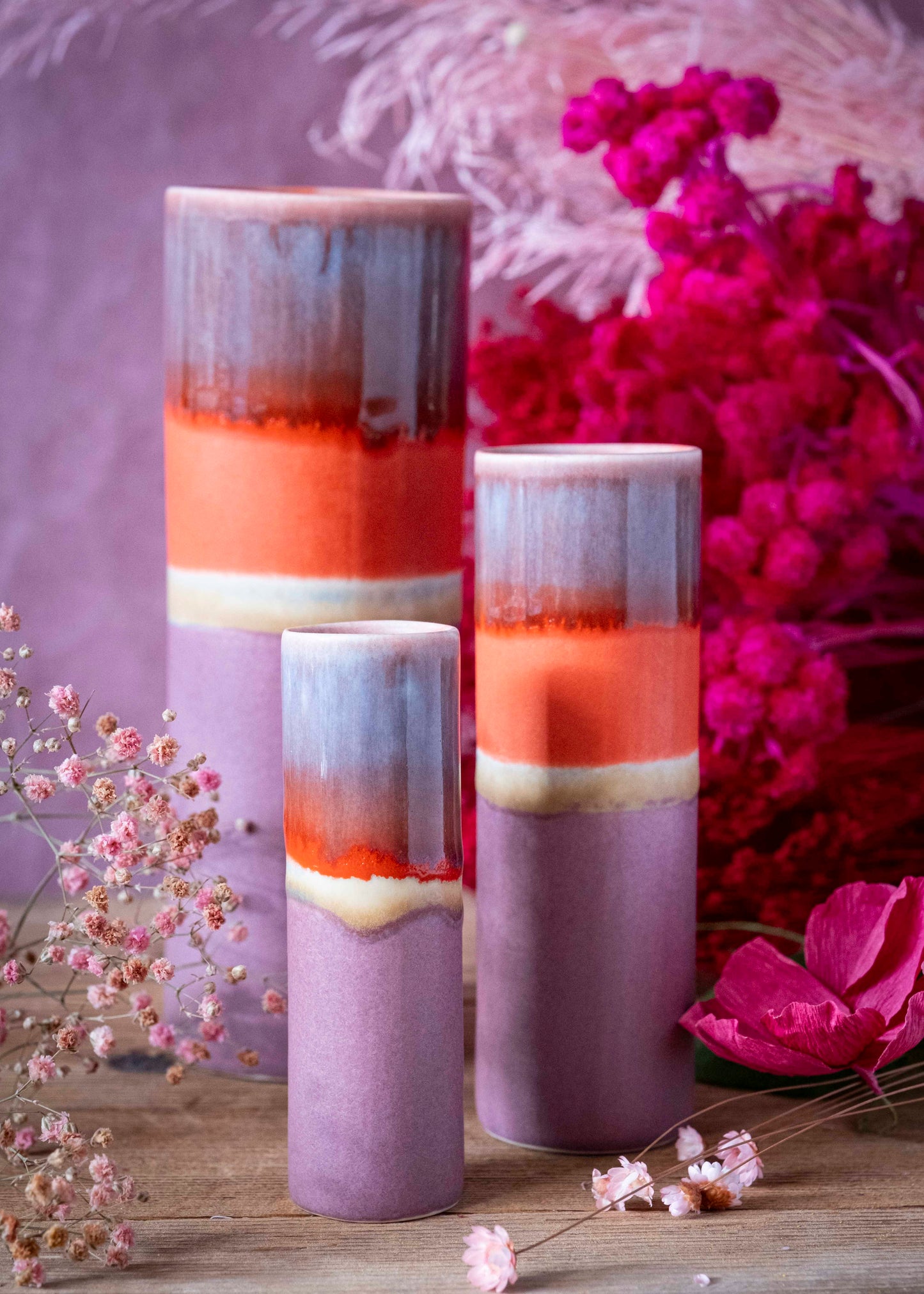 Vase bicolore - Rouge, violet