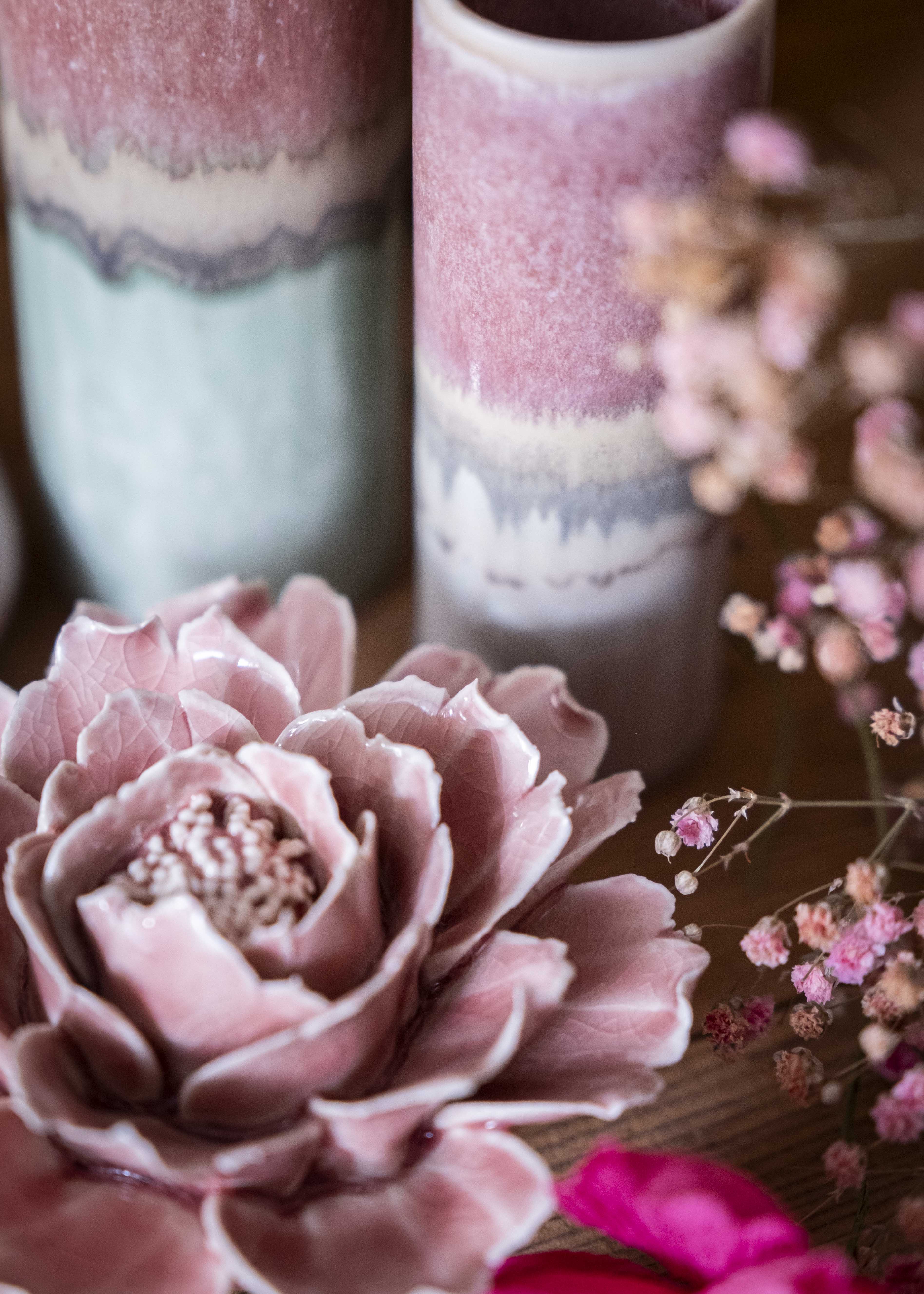Vase bicolore - Vieux rose, vert de gris