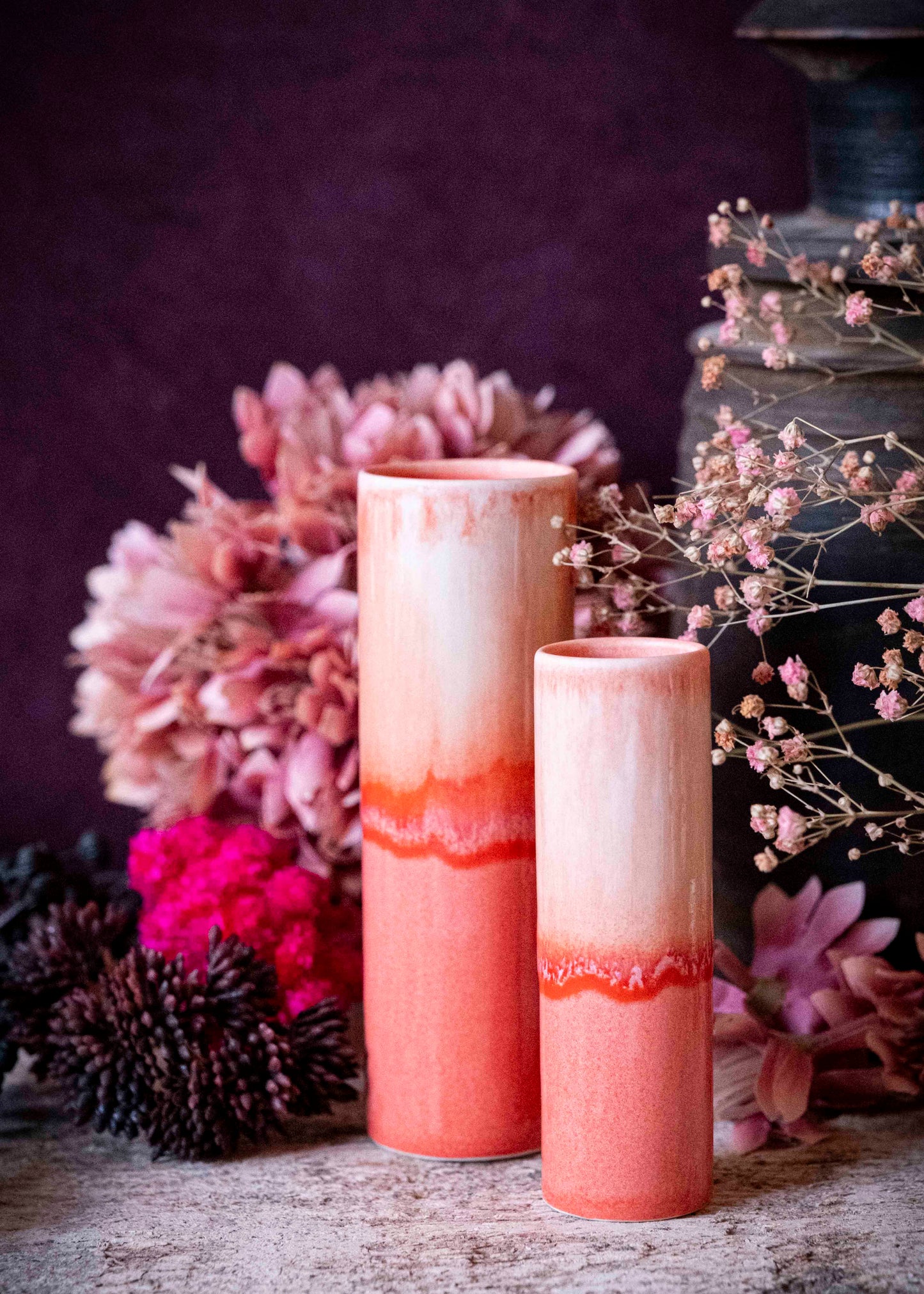 Vase bicolore - Rose orangé