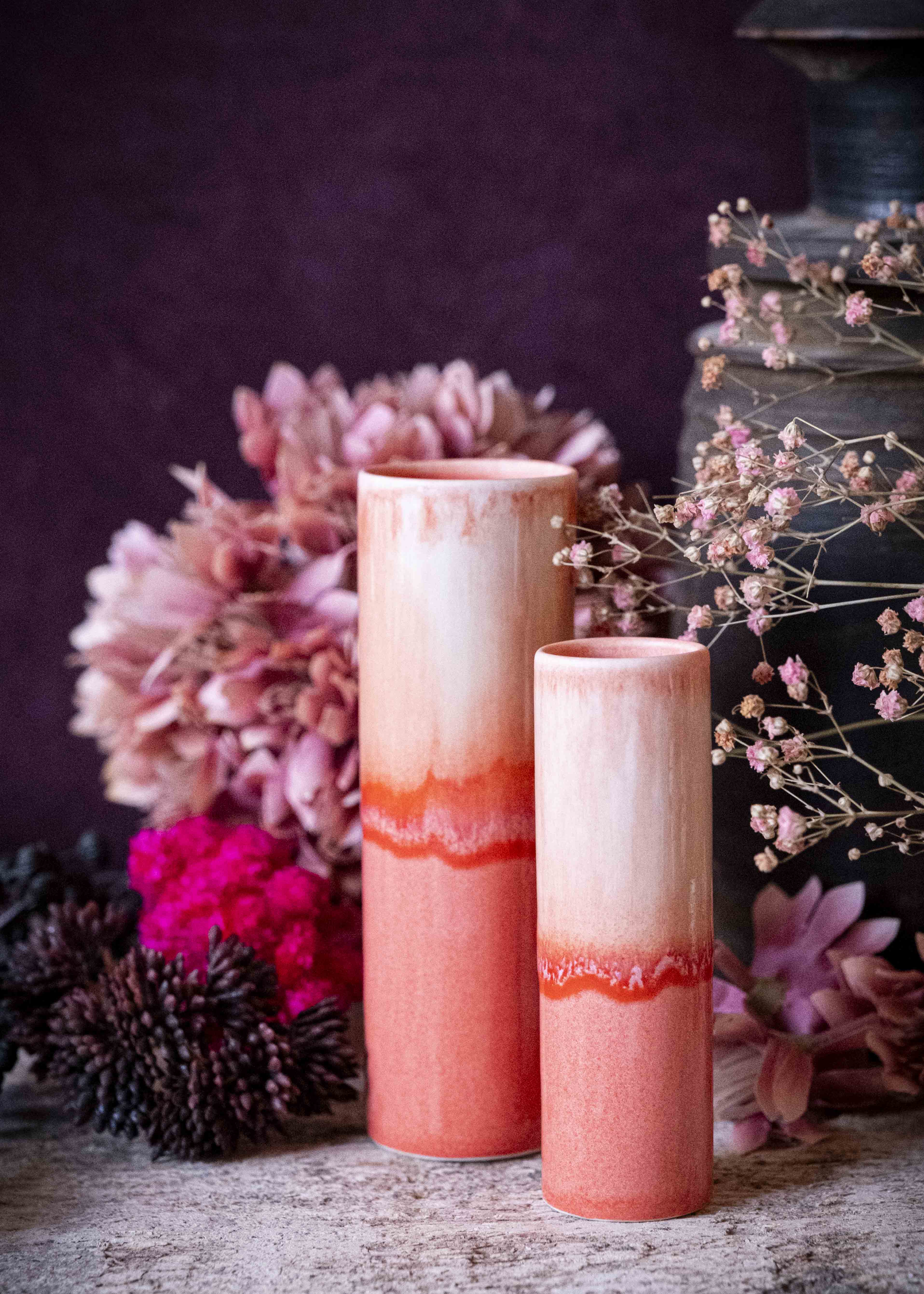 Vase bicolore - Rose orangé