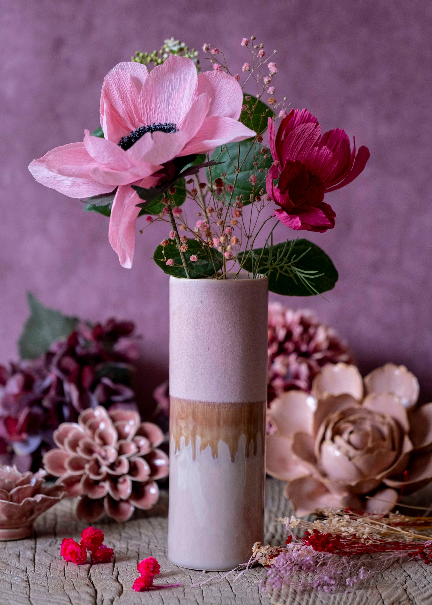 Vase bicolore - Parme, vieux rose