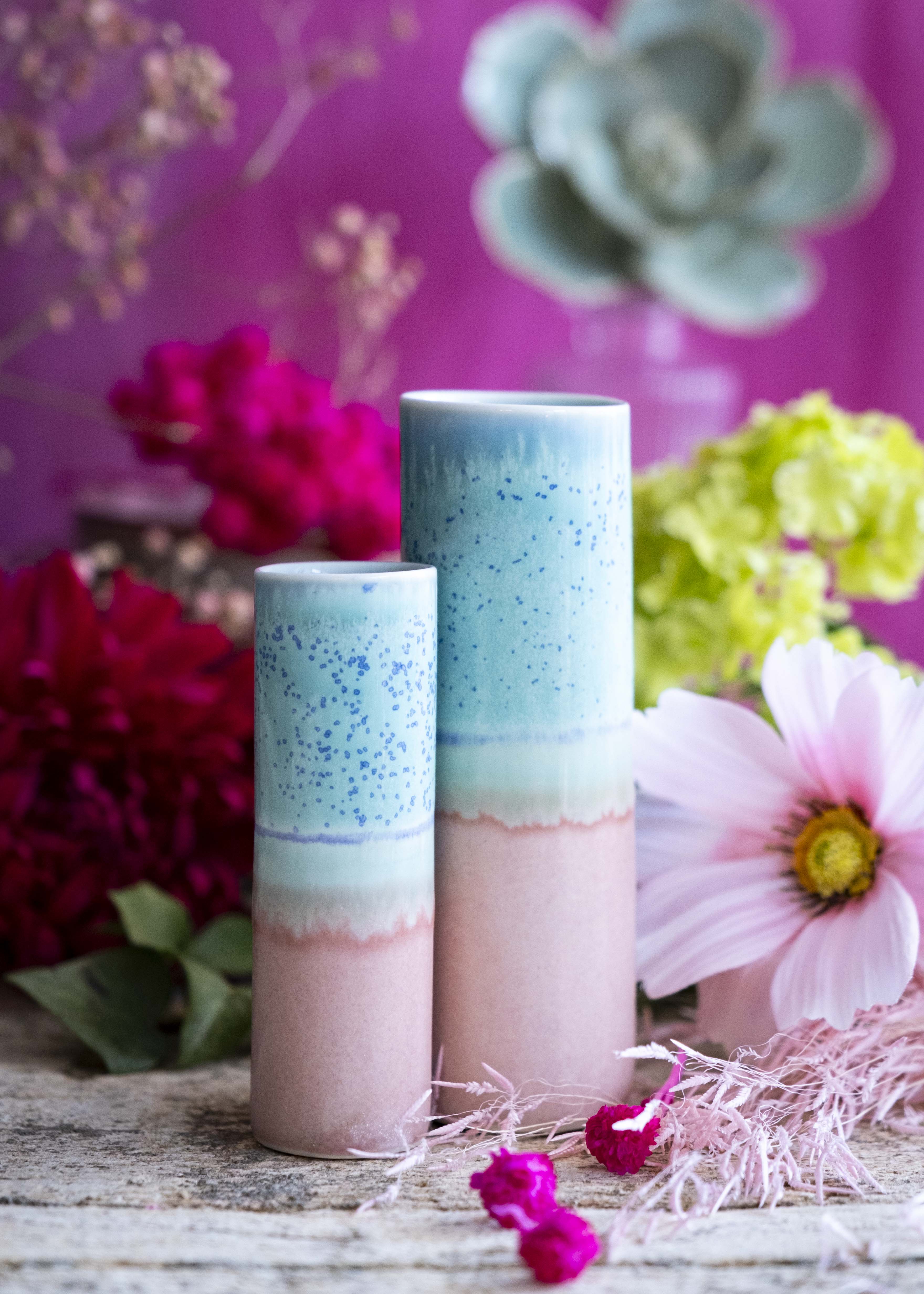 Vase bicolore - Rose, vert d'eau