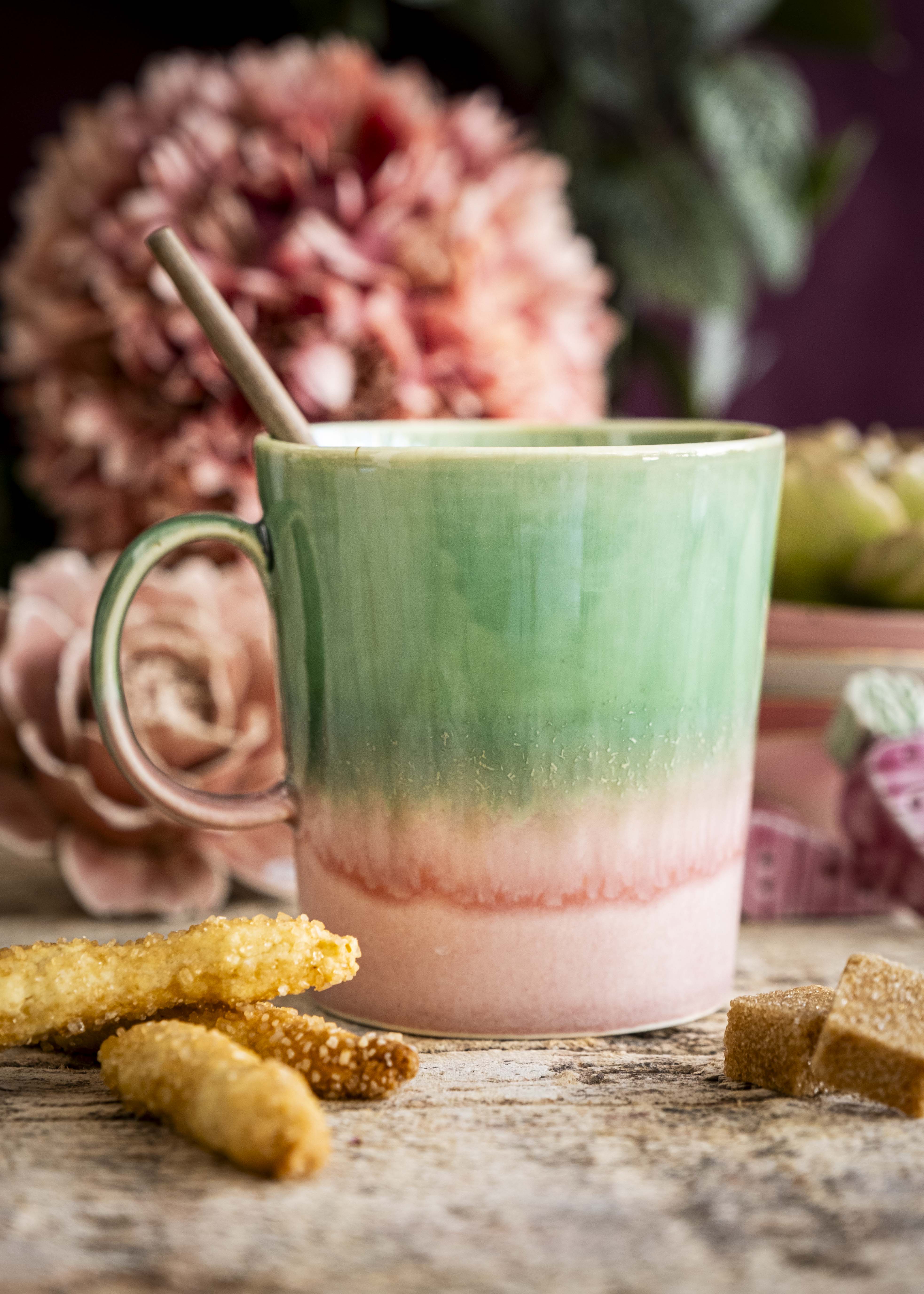 Mug bicolore - Rose, vert bouteille