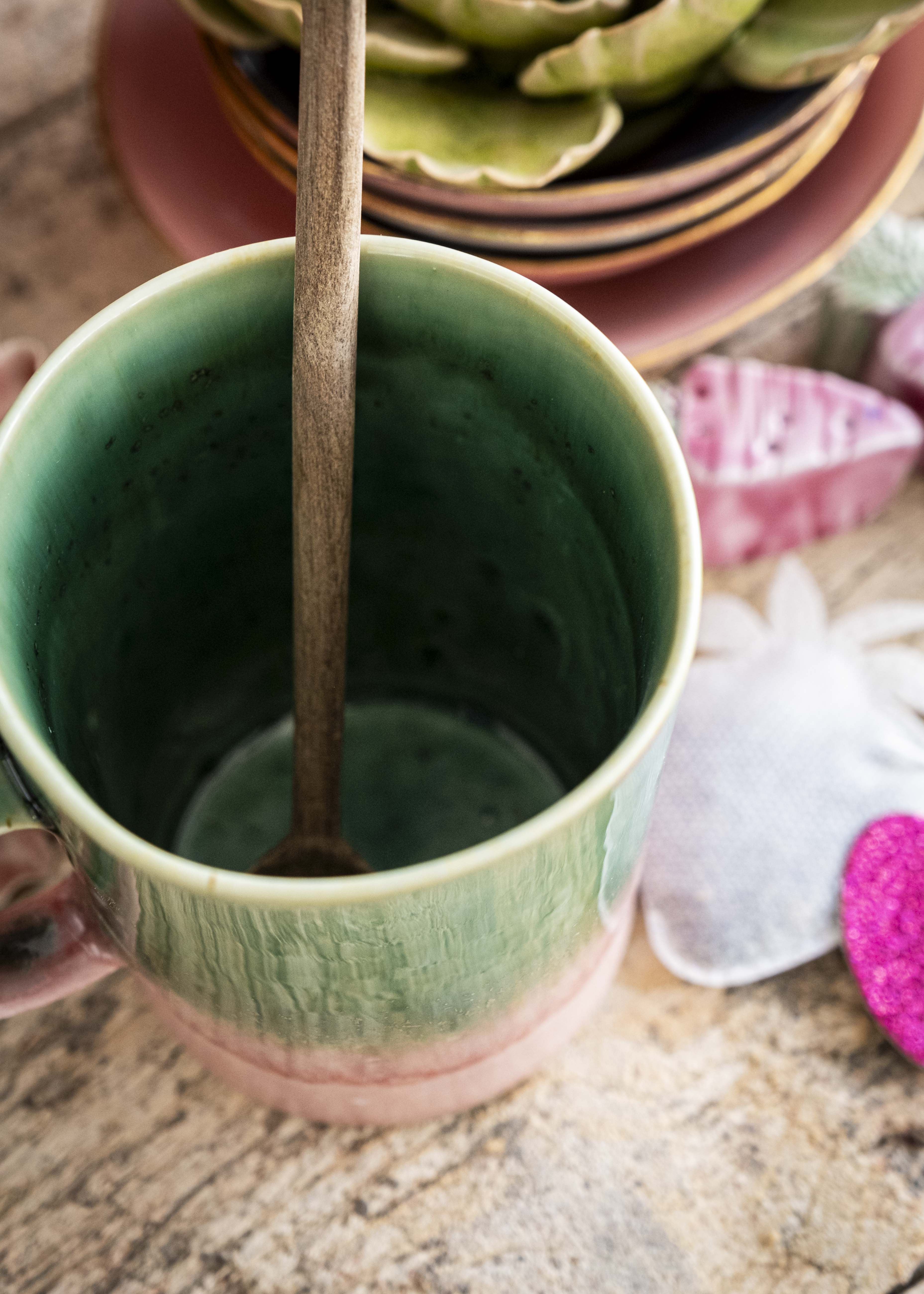Mug bicolore - Rose, vert bouteille